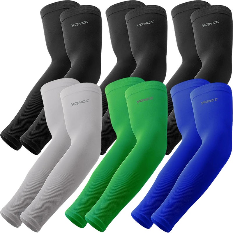 YQXCC 6 Pairs Arm Sleeves for Men Women, UPF 50 Cooling UV Sun Protection Sports Compression Sleeves - Image 1